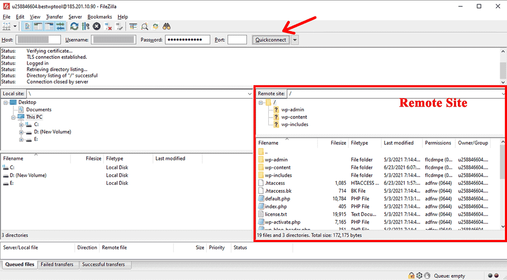 Connect to your WordPress Server with FileZilla