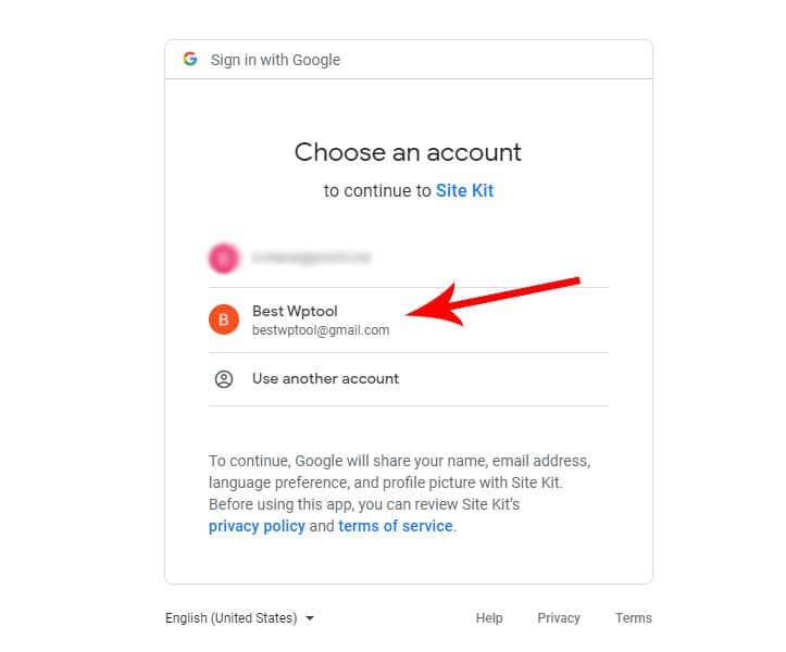 Sign in with your Google Account on Site Kit