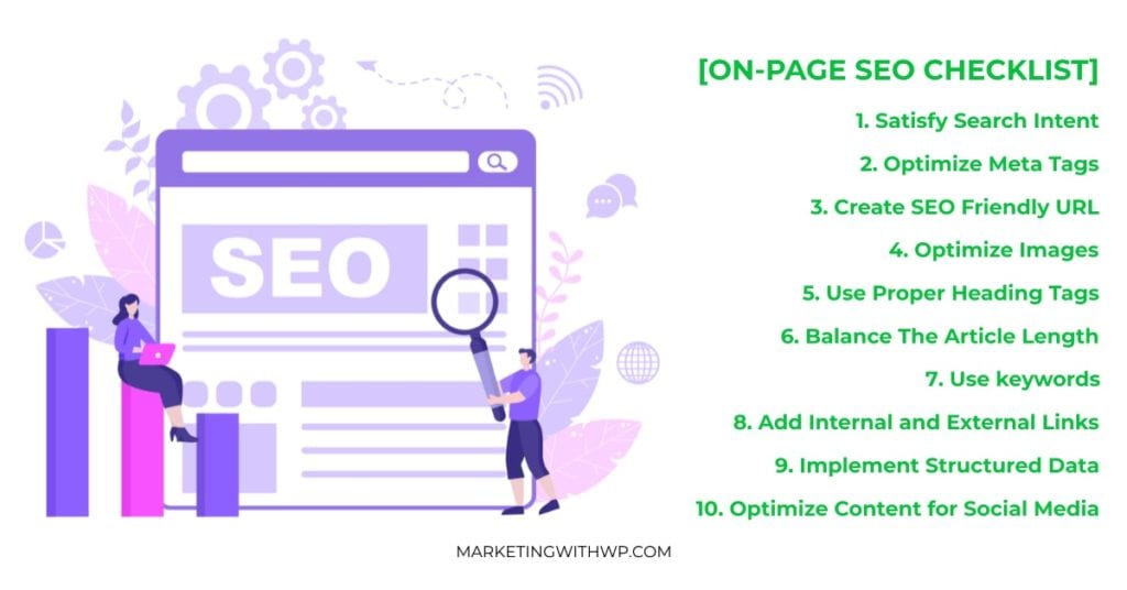 on-page seo checklist of activities for on page seo