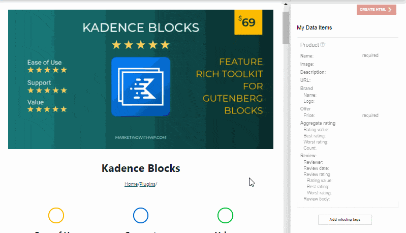adding data tags optimize content for rich snippet