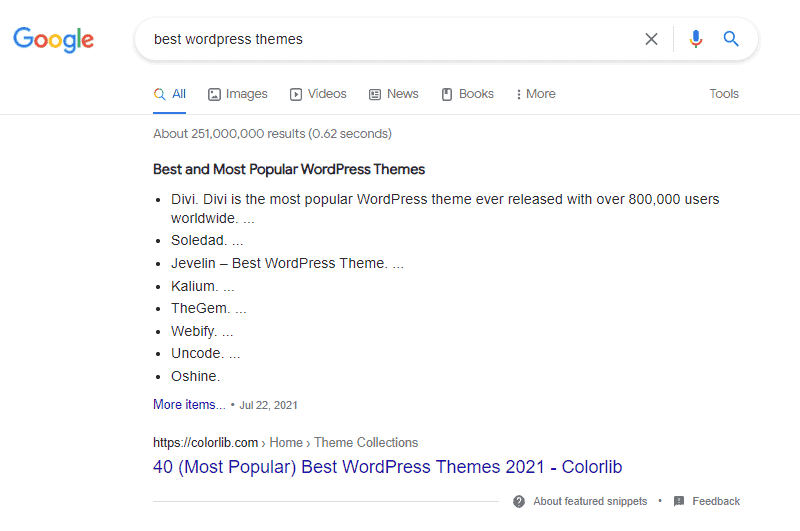 unordered list featured snippet optimize content for featured snippet