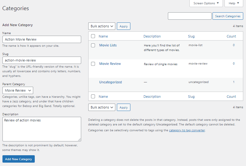adding a category wordpress category
