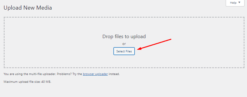 click select files wordpress add media