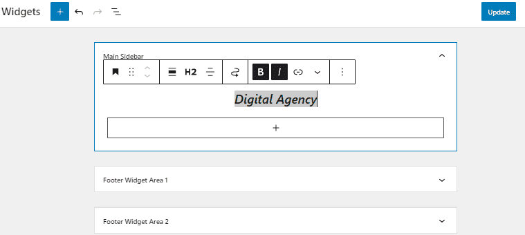 editing block inside widget wordpress widget settings