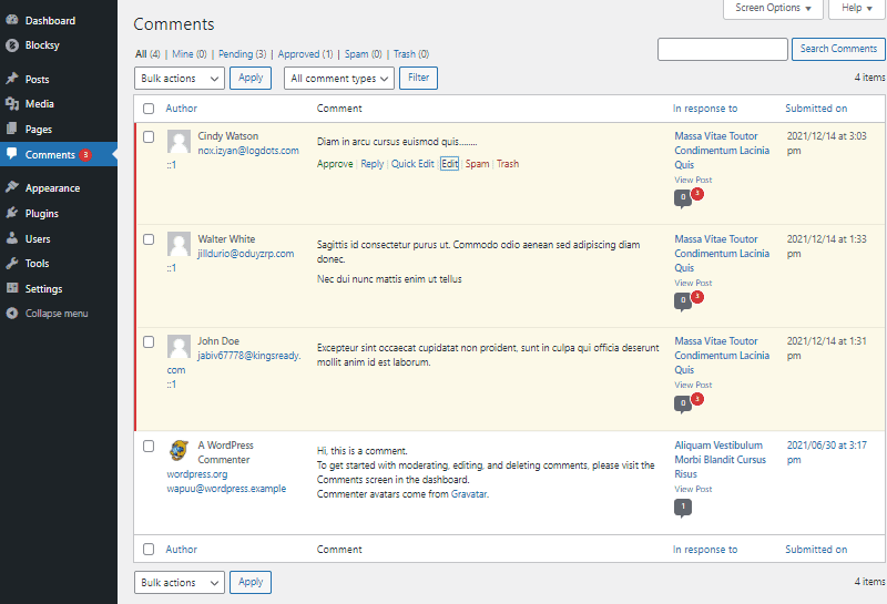 wordpress comments dashboard wordpress comment settings