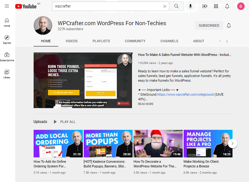 best wordpress youtube tutorials channel wpcrafter