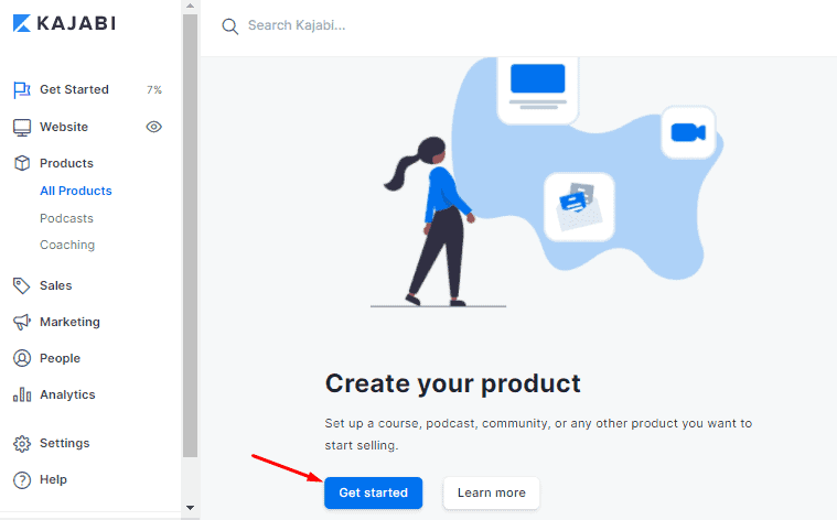 kajabi review click on get started