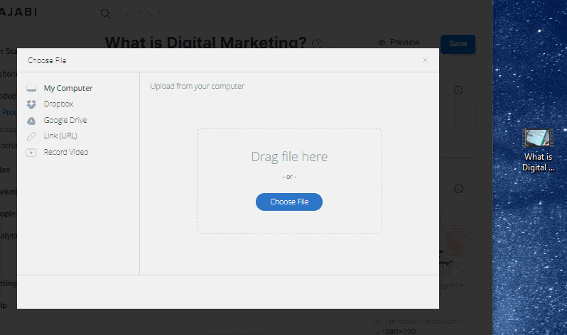 kajabi review drag and drop video for post