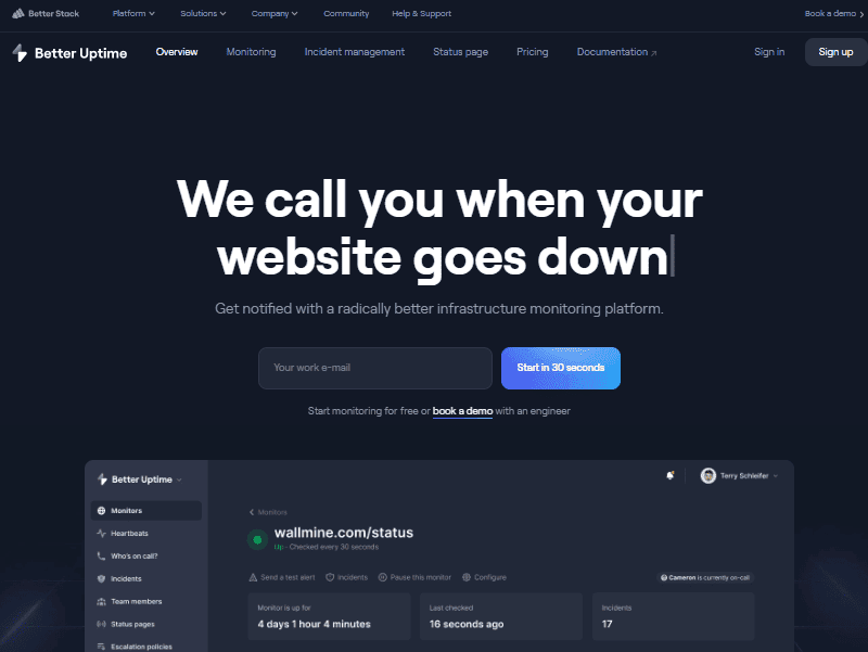 better uptime review better uptime home page