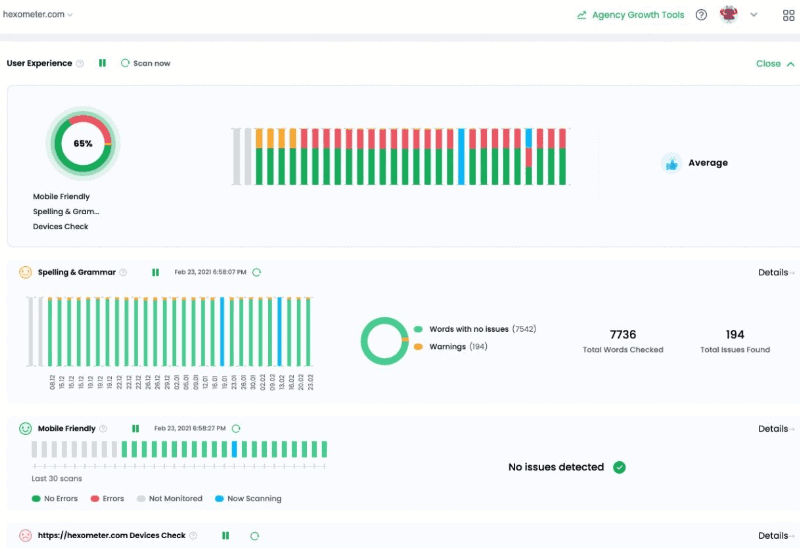 hexometer review user experience monitoring with grammar, spelling, and mobile friendliness