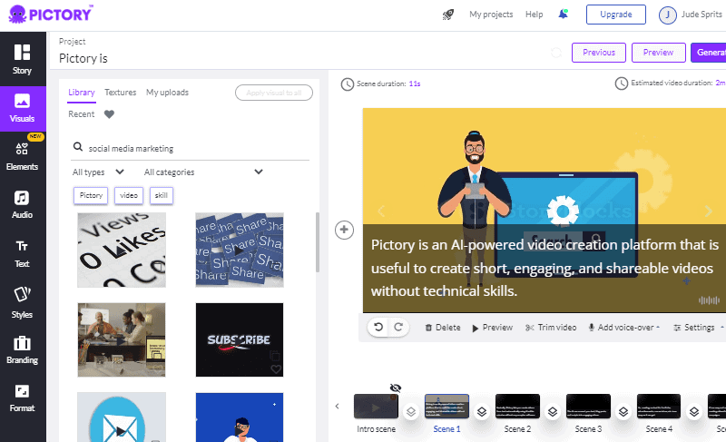 pictory review royalty free stock visuals